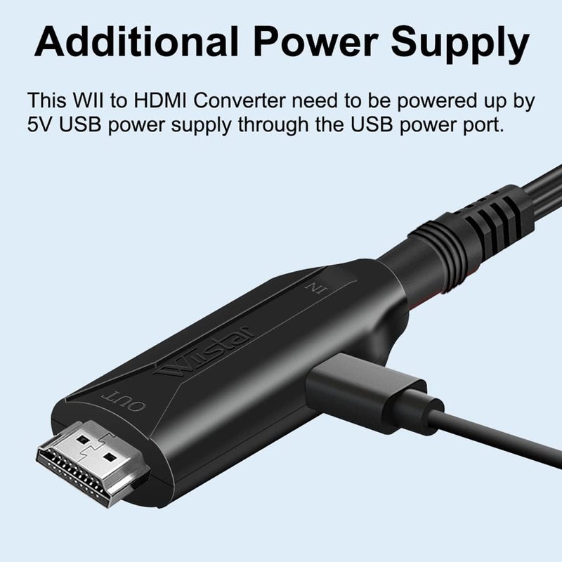 HDSUNWSTD Wii to HDMI 1M(3.2FT) Cable Converter,1080P/ 720P Wii HDMI Adapter Output Video Audio Wii HDMI Converter Supports All Wii Display Modes, NTSC .Compatible with Wii, Wii U, HDTV - Image 3